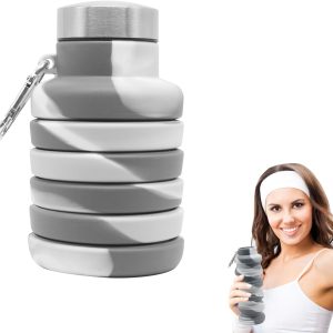 Collapsible Water Bottle, Travel Portable Sport Water Bottle, Silicone Foldable Bottle Leak Proof, Portable Leak Proof Sports Water Bottle, For Gym Camping Outdoor Hiking (grey)